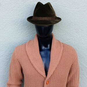 OLEG CASSINI BY BURMA MEN'S VINTAGE WIDE COLLAR THICK RAILED CARDIGAN SWEATER